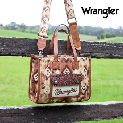 Wrangler Aztec Crossbody Tote Bag - Tan