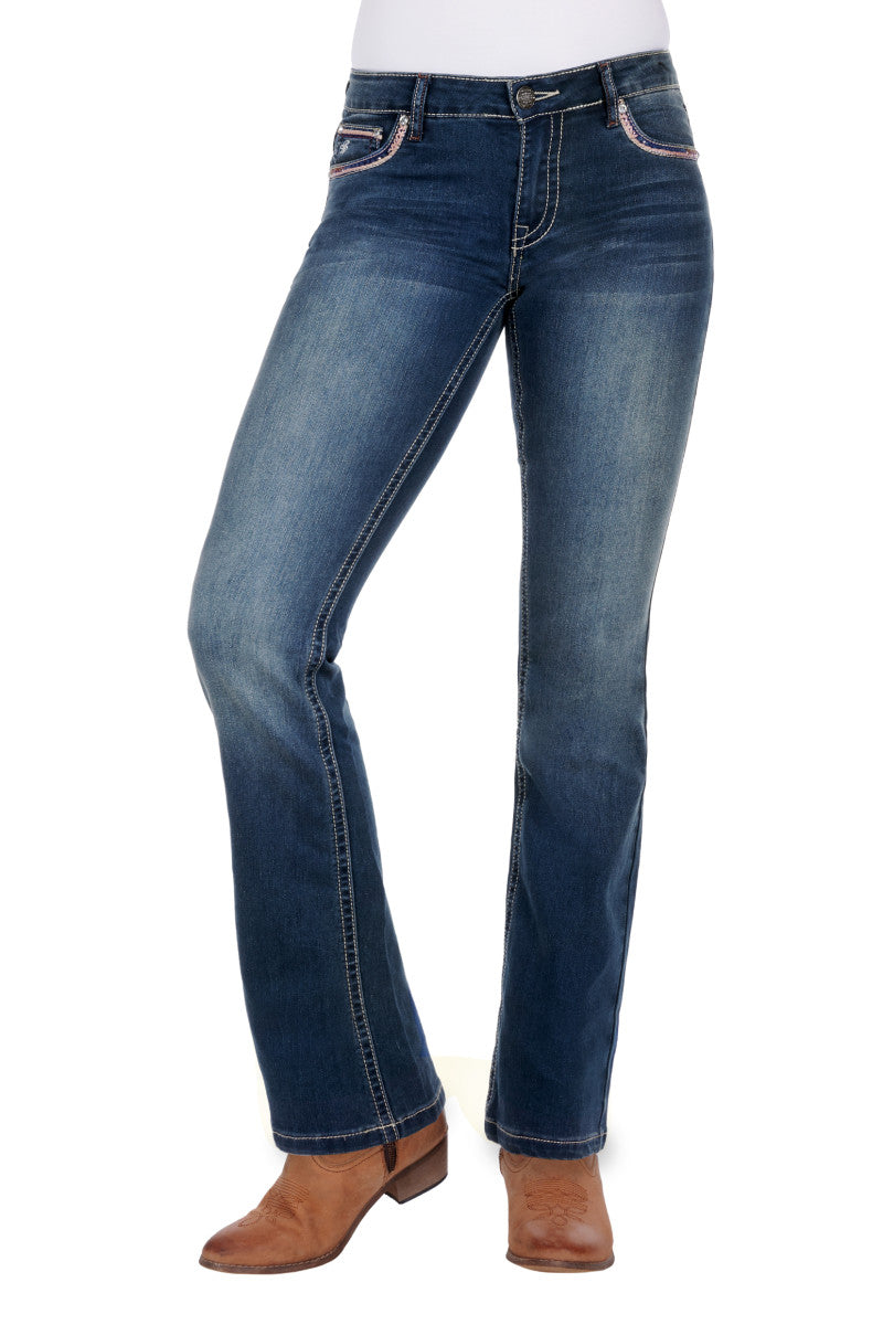 PURE WESTERN WMNS EMMA BOOT CUT JEAN 32'