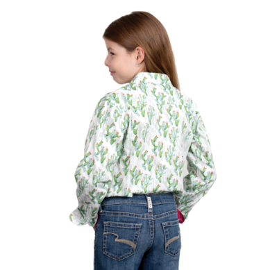 Just Country Girls Harper Half Button White Cactus Workshirt