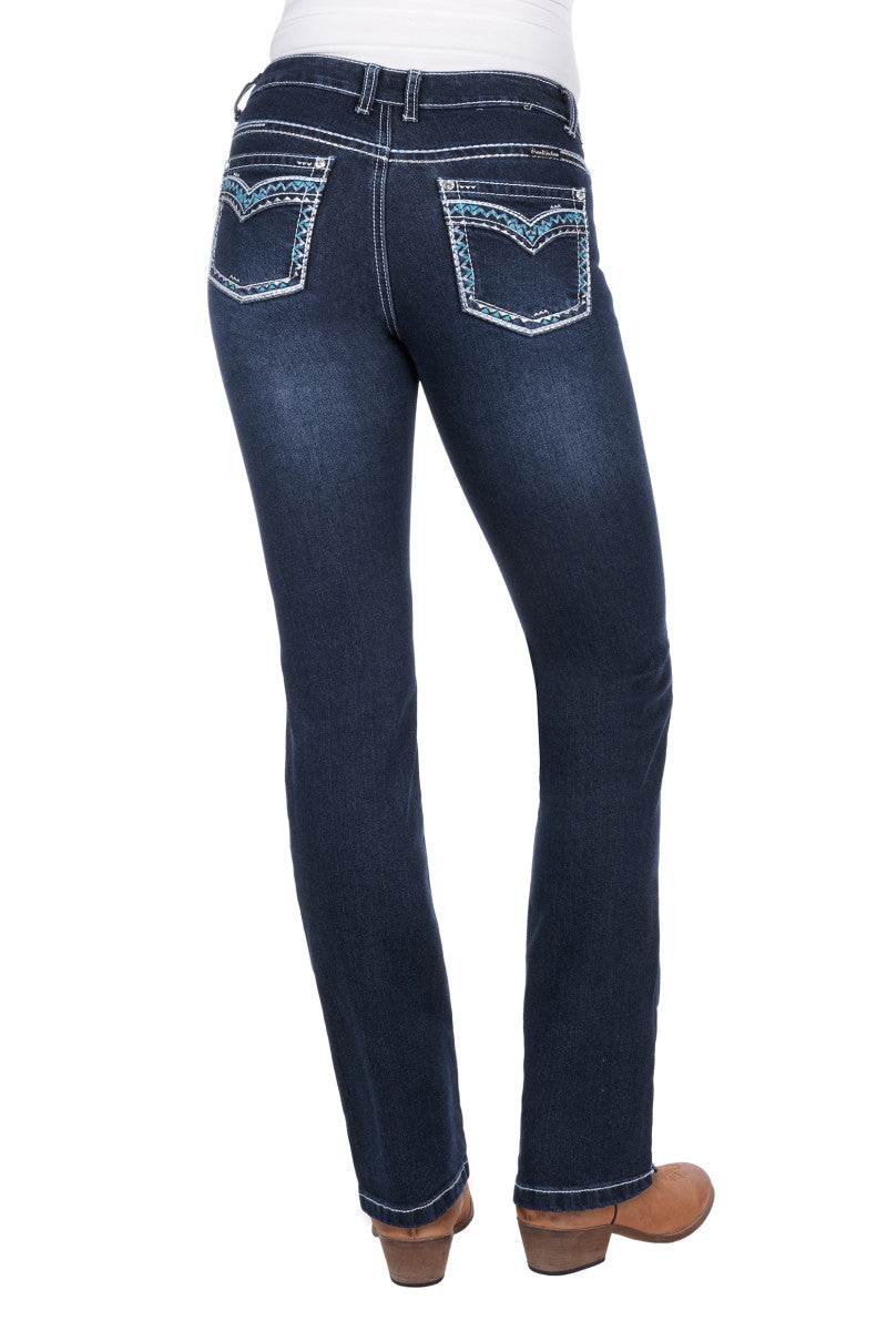 PURE WESTERN WMNS GERALDINE STRAIGHT LEG JEAN 32"