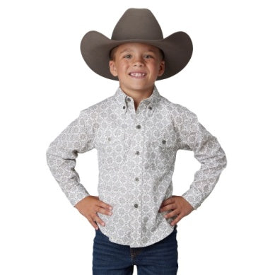 Roper Boys Amarillo Collection Long Sleeve Print Grey 03-030-0325-4028