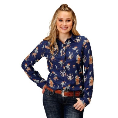 Roper Ladies Five Star Collection Long Sleeve Shirt Blue