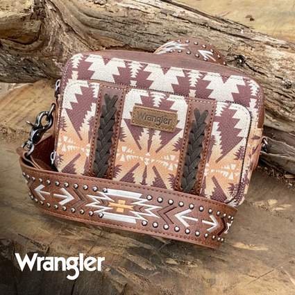 Wrangler South Western Crossbody Wallet Bag - Coffee