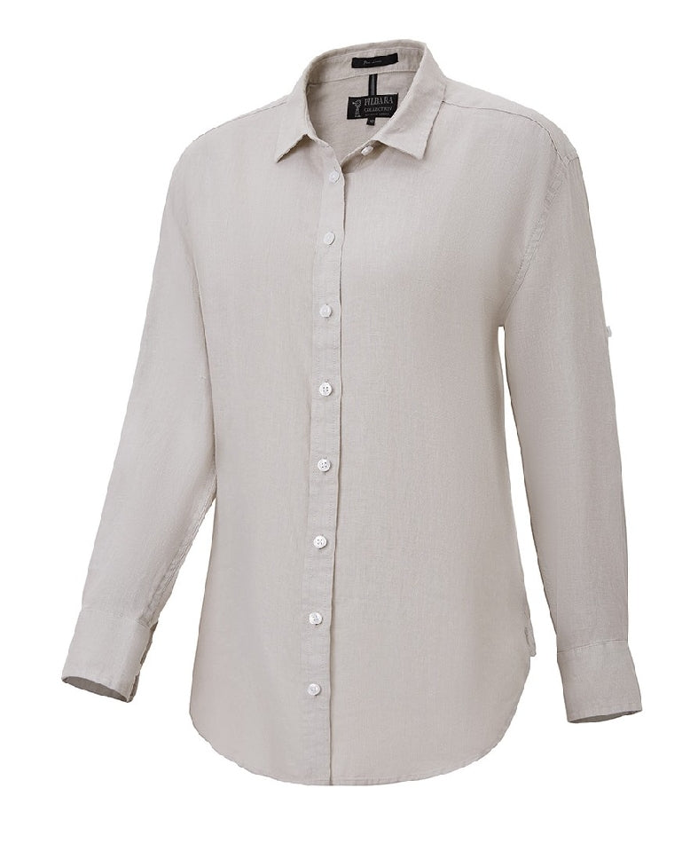 PILBARA LADIES LINEN SWISS TAB L/S SHIRT RMPC005