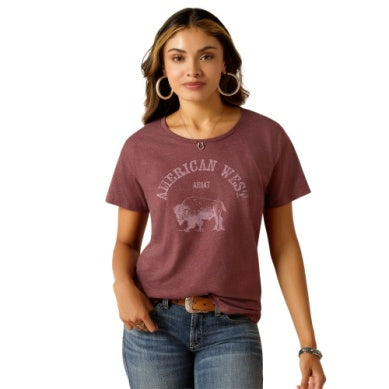 Ariat Womens American West Tee Burgundy Heather