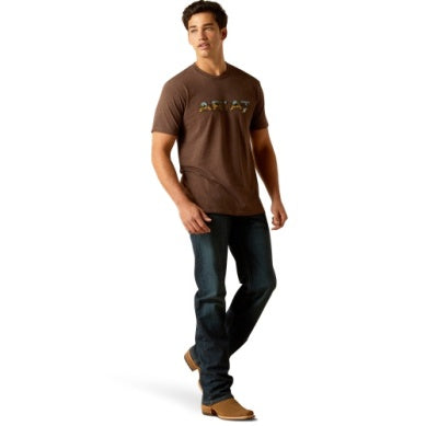 Ariat Mens Logo SW Landscape Tee Brown Heather