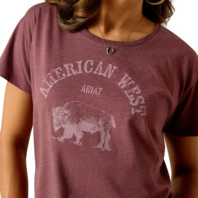 Ariat Womens American West Tee Burgundy Heather