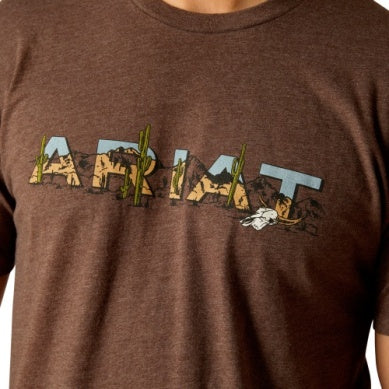 Ariat Mens Logo SW Landscape Tee Brown Heather