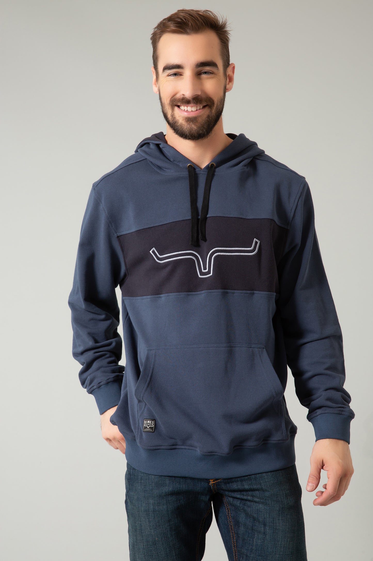 Kimes Ranch Mens Hoodie Rip on Navy