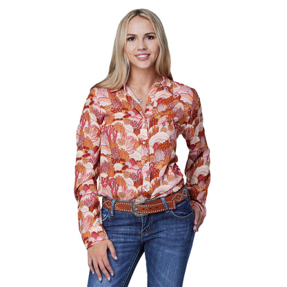 Roper Womens Five Star Collection Long Sleeve Print Pink Shirt 03-050-0590-4045