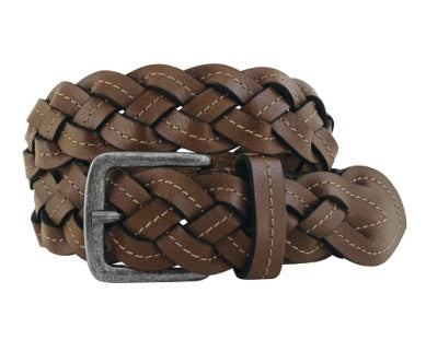 Roper Womens Belt 1.1/2" Buffalo Leather Braided Brown 9662300-200