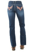 PURE WESTERN WMNS AZTEC BOOT CUT JEAN 34' LEG