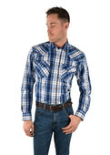 WRANGLER MENS SHANE CHECK LOGO WESTERN L/S SHIRT