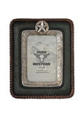 PURE WESTERN LEATHER LOOK SILVERSTAR PICTURE FRAME 4X6