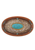 PURE WESTERN BAROQUE SILVER & TURQUOISE TRAY