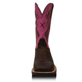 TWISTED X WOMENS PINK RIBBON RUFF CHOC/NEON PINK