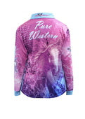 PURE WESTERN WMNS HORSE SPIRIT L/S TOP