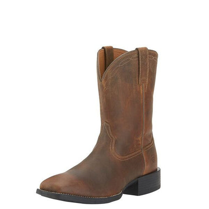 ARIAT HERITAGE ROPER WIDE SQUARE TOE POWDER BROWN MENS