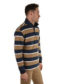 THOMAS COOK MENS SUTHERLAND STRIPE QTR ZIP RUGBY