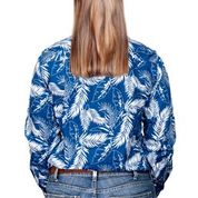 JUST COUNTRY WMNS ABBEY  F/BUTTON BLUE LEAVES SHIRT