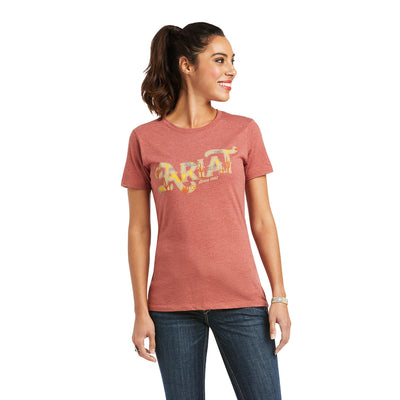 ARIAT WMNS DESERT SCRIPT TEE RED CLAY HEATHER