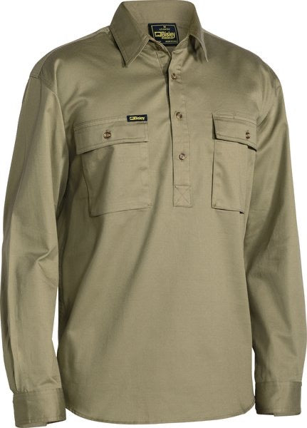 BISLEY L/S COTTON 1/2 BUTTON