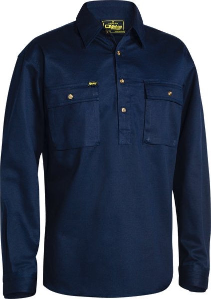 BISLEY L/S COTTON 1/2 BUTTON