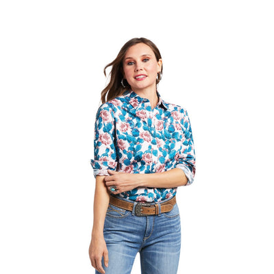 ARIAT WMNS KIRBY STRETCH L/S SHIRT HIBISCUS CACTUS