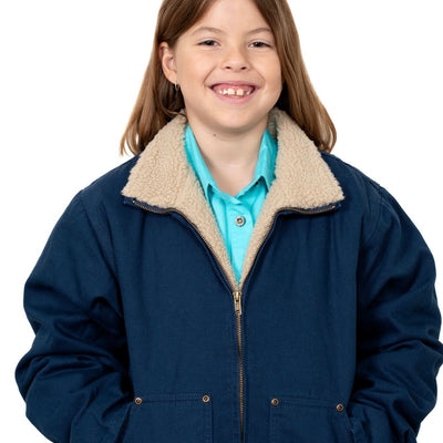 JUST COUNTRY JNR DIAMANTINA SHERPA JACKET NAVY