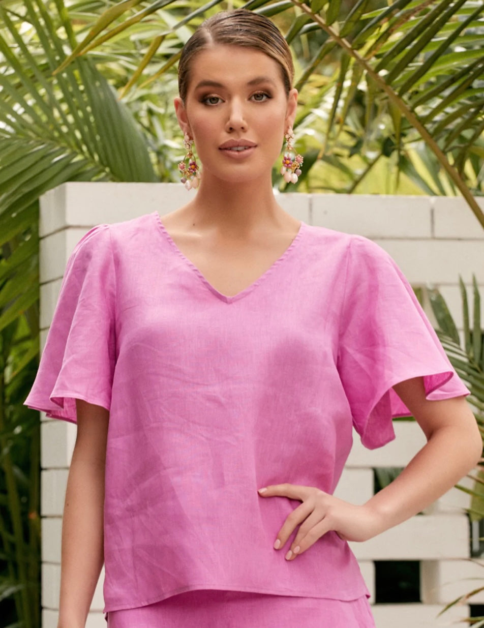 ADORNE TAYLA LINEN TOP