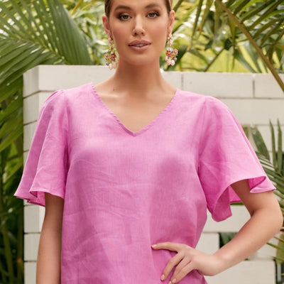 ADORNE TAYLA LINEN TOP