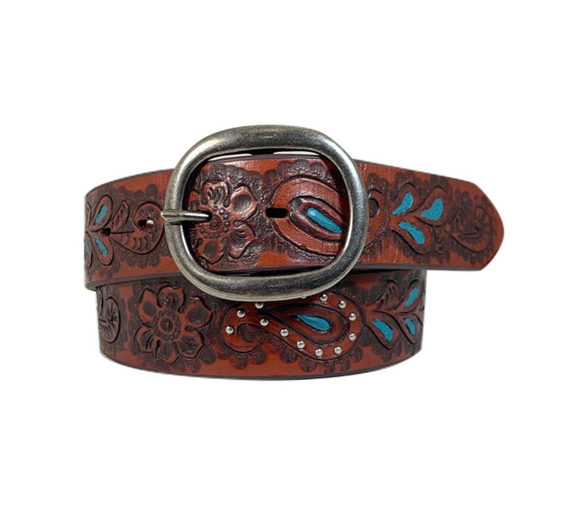 ROPER WMNS BELT PAISLEY FLORAL TOOLED BELT