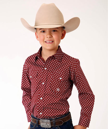 ROPER BOYS AMARILLO LS SHIRT WINE