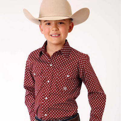 ROPER BOYS AMARILLO LS SHIRT WINE