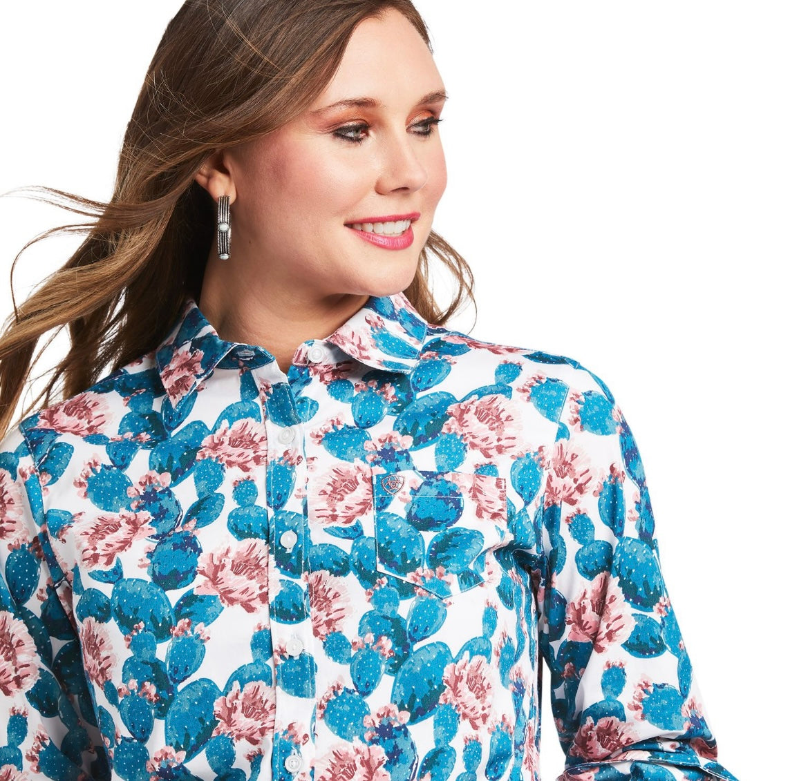 ARIAT WMNS KIRBY STRETCH L/S SHIRT HIBISCUS CACTUS