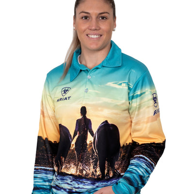 ARIAT WMNS FISHING SHIRT WESTERN HORSES