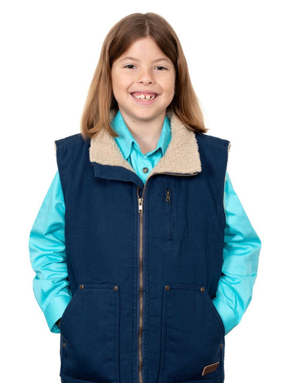 JUST COUNTRY JNR DIAMANTINA SHERPA VEST NAVY