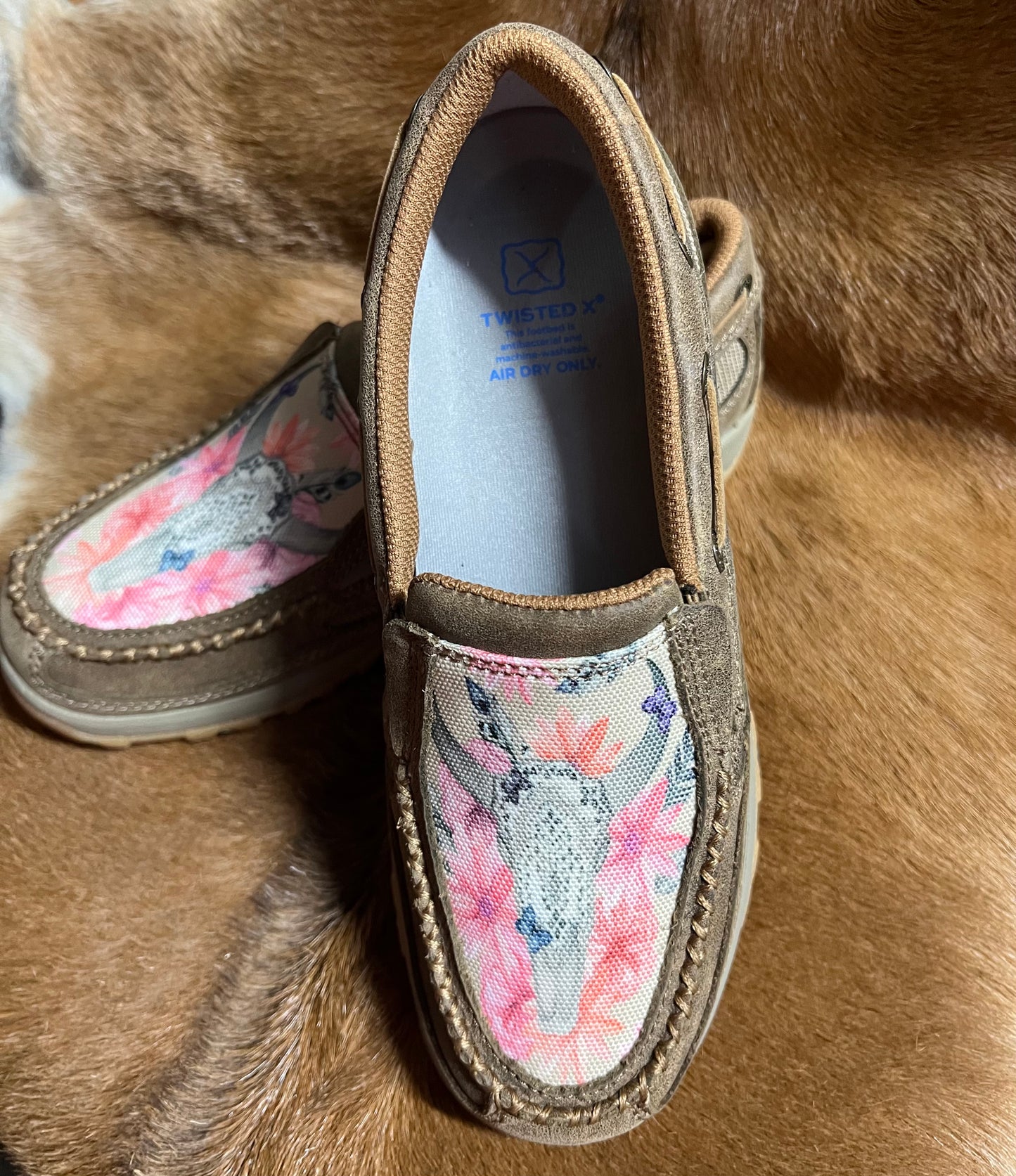 TWISTED X WMNS SKULL FLOWERS MOCS SLIP ON