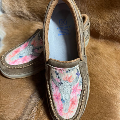 TWISTED X WMNS SKULL FLOWERS MOCS SLIP ON