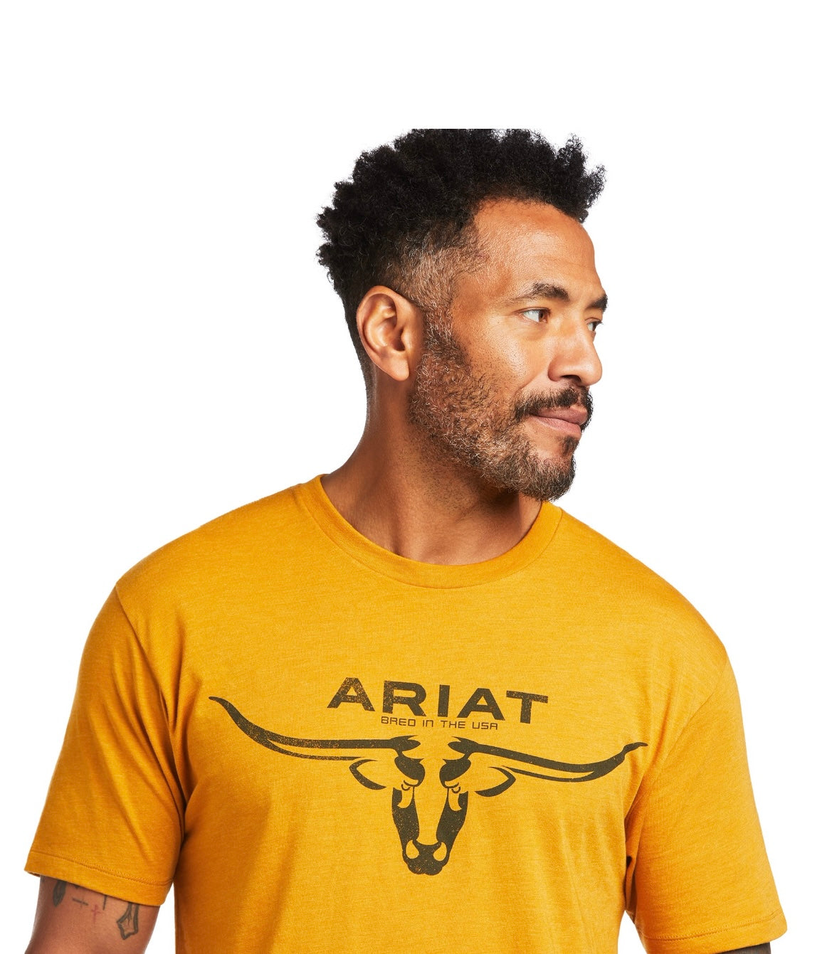 ARIAT MENS BRED IN THE USA TSHIRT BUCKHORN HEATHER