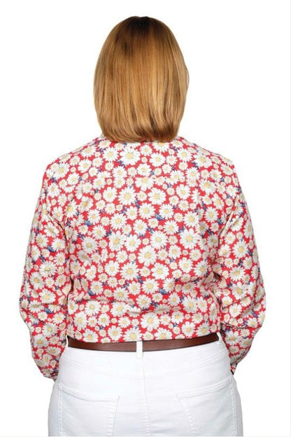 JUST COUNTRY WMNS RASPBERRY GERBERAS GEORGIE HALF BUTTON WORKSHIRT