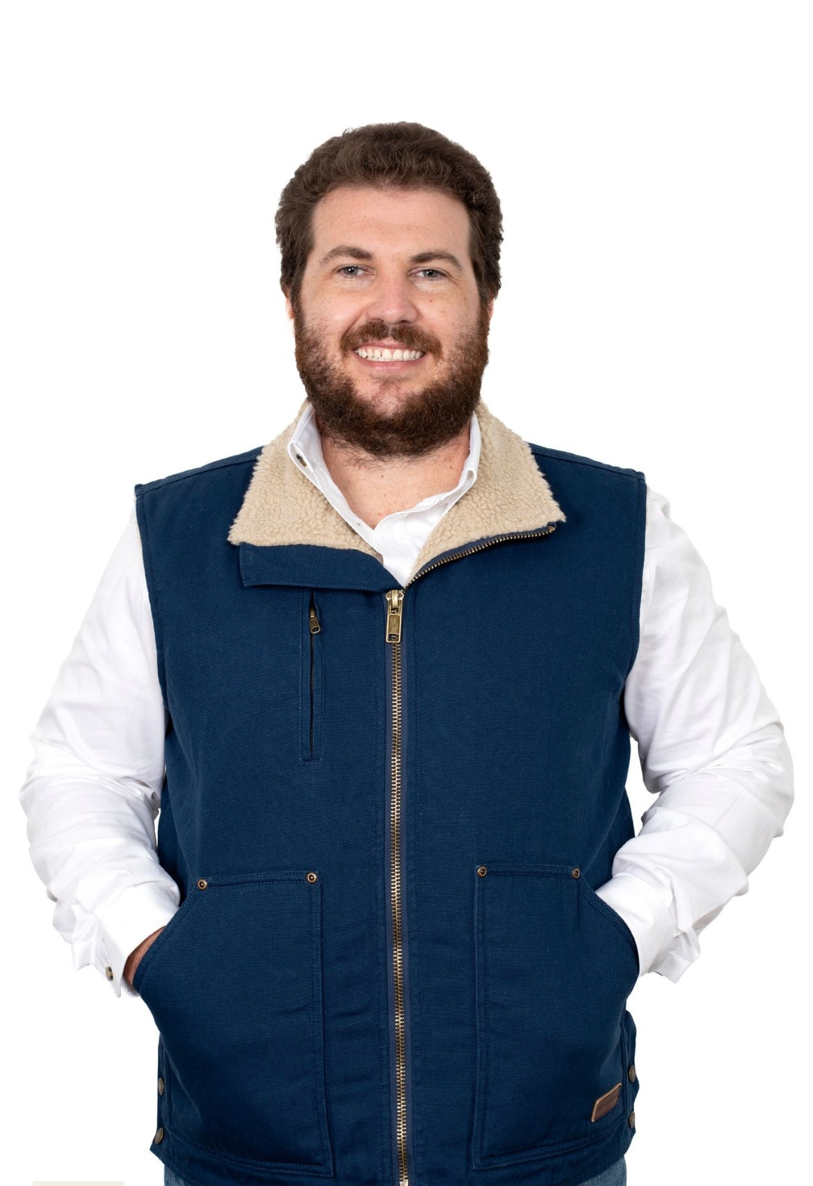 JUST COUNTRY MENS DIAMANTINA SHERPA VEST NAVY