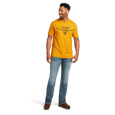 ARIAT MENS BRED IN THE USA TSHIRT BUCKHORN HEATHER