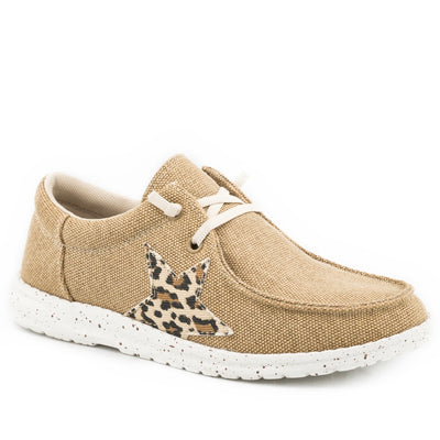 ROPER WMNS HANG LOOSE TAN/CHEETAH STAR CANVAS