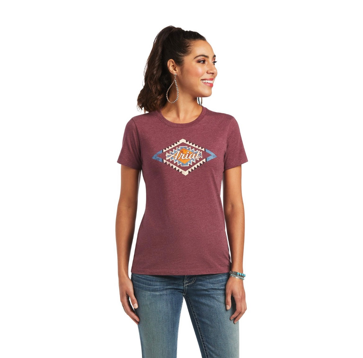 ARIAT WMNS SOL BURGUNDY TEE