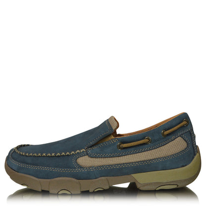 TWISTED X MENS DRIVING MOC BOAT SLIP ON SOFTLY BLUE