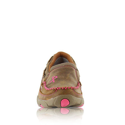 TWISTED X WOMENS PINK RIBBON SLIP ON DRIVING MOC